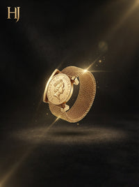 Vintage Coin Mesh Ring | Gold Plated Adjustable Statement Ring for Women | Elegant Retro Jewelry