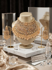 Luxury Bridal Choker Necklace Set for Women | Gold Plated Floral Wedding Jewelry Set