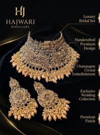 Luxury Bridal Choker Necklace Set for Women | Gold Plated Floral Wedding Jewelry Set