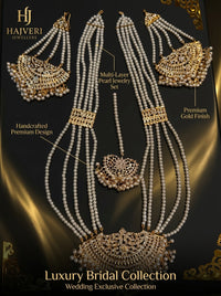 Luxury Multi-Layer Pearl Bridal Necklace Set | Gold Plated Wedding Jewelry with Earrings & Maang Tikka